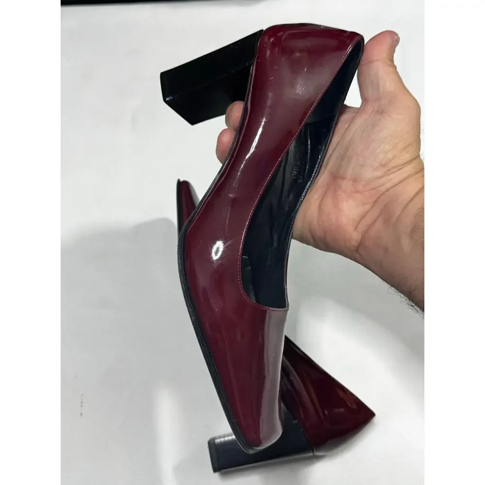 Coach Maroon Red Square Toe Pumps Size 7B Made in Italy